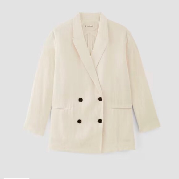 NEW Everlane The Linen Double Breasted Blazer 'Bone' Cream Ivory Size 12 NWT - Picture 7 of 10